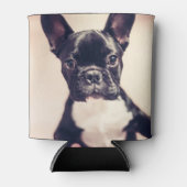 かわいい小さな黒と白の子犬 缶クーラー (正面)