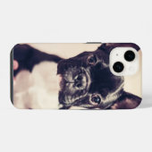 かわいい小さな黒と白の子犬 iPhoneケース (裏面横)