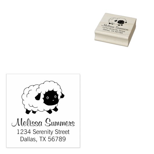 かわいい小さな黒の鼻の羊のアドレス ラバースタンプ (押印)