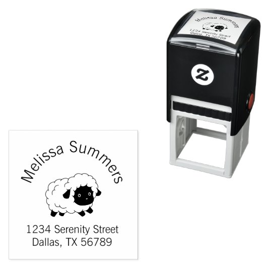 かわいい小さな黒の鼻の羊のアーチアドレス セルフインキングスタンプ (インサイチュ)