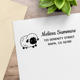 かわいい小さな黒ノーズ羊エウ差出人住所 ラバースタンプ