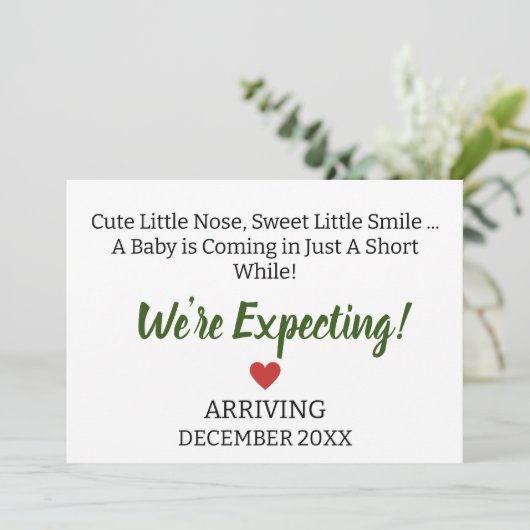 かわいい小さな鼻、甘い小さなスマイル妊娠 案内状 (スタンド正面)