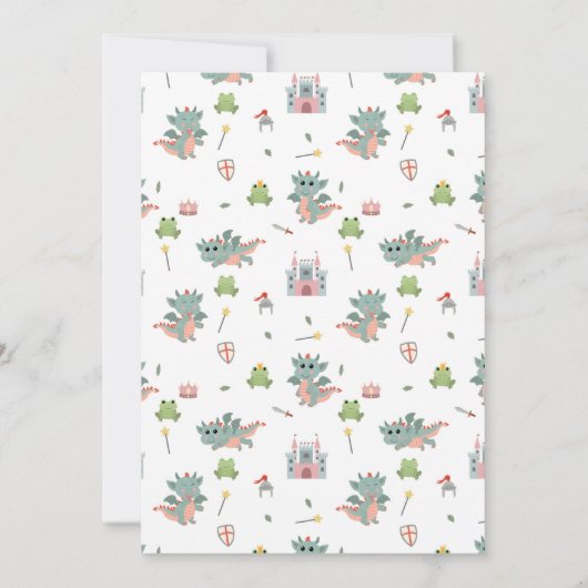 かわいい小さな龍の道に男の子の赤ちゃんシャワー 招待状 (裏面)