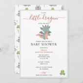 かわいい小さな龍の道に男の子の赤ちゃんシャワー 招待状 (正面/裏面)