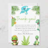 かわいい小さなDino赤ちゃんシャワー サンキューカード (正面)