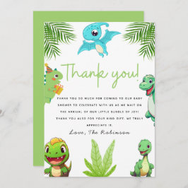 かわいい小さなDino赤ちゃんシャワー サンキューカード