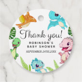 かわいい小さなDino赤ちゃんシャワー フェイバータグ (裏面)