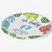 かわいい小さなDino赤ちゃんシャワー ペーパープレート (アングル)
