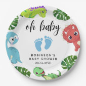 かわいい小さなDino赤ちゃんシャワー ペーパープレート (正面)