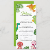 かわいい小さなDino赤ちゃんシャワー メニュー (正面/裏面)