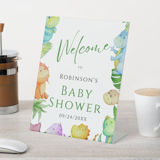 かわいい小さなDino赤ちゃんシャワー 台座サイン (インサイチュ)
