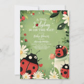 かわいい小さなLadybug女の子の赤ちゃんシャワー 招待状 (正面)