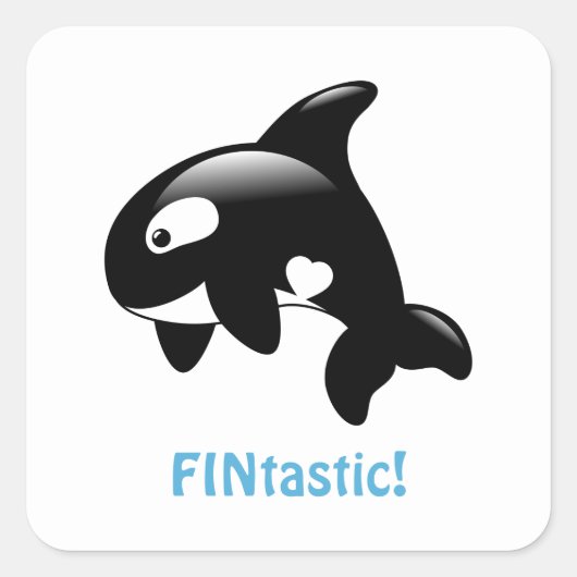 かわいい小さなOrca FINtastic （幻想的） スクエアシール (正面)