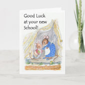 かわいい小ねずみが新しい学校 カード (正面)