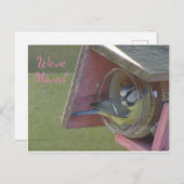 かわいい小カラフル鳥引っ越しましたはがき ポストカード (正面/裏面)