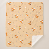 かわいい小キツネの模様オンクリーム シェルパブランケット (正面)
