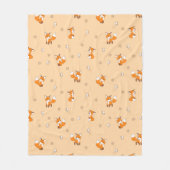 かわいい小キツネオンクリーム フリースブランケット (正面)