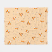 かわいい小キツネオンクリーム フリースブランケット (正面(横))