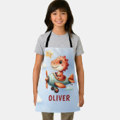 かわいい小パイロット恐竜飛んでいる飛行機 エプロン (インサイチュ)