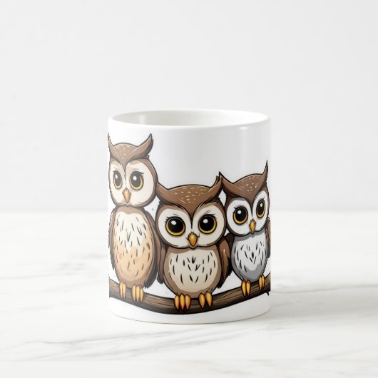 かわいい小フクロウ3 コーヒーマグカップ (中央)