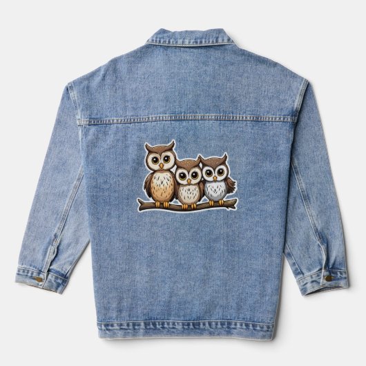 かわいい小フクロウ3 デニムジャケット (裏面)