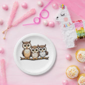 かわいい小フクロウ3 ペーパープレート (パーティー)