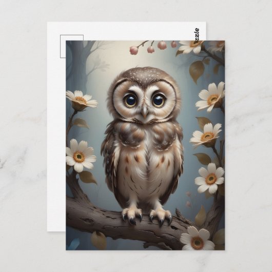 かわいい小ベビーフクロウ ポストカード (正面/裏面)