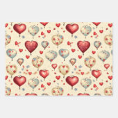 かわいい小ヴィンテージバレンタインのパターン ラッピングペーパーシート (正面)