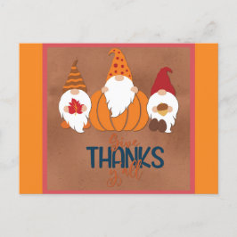 かわいい小人たち、感謝を捧げる 秋 ポストカード