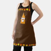 かわいい小人と茶色の秋の葉 エプロン (インサイチュ)