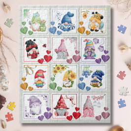 かわいい小人のカラフルなブロックスタイルのジグソーパズル ジグソーパズル