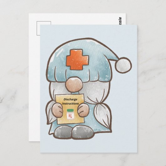 かわいい小人の医療看護師の回復祝い ポストカード (正面/裏面)