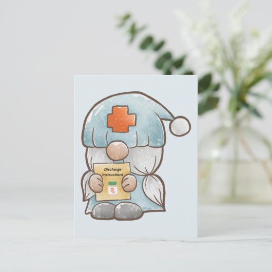 かわいい小人の医療看護師 健康になろう ポストカード (スタンド正面)