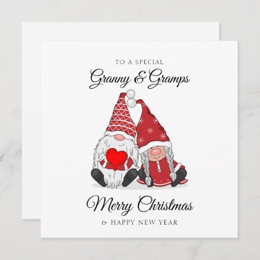 かわいい小人の夫婦 グラニー＆グランパスのクリスマス シーズンカード (正面/裏面)