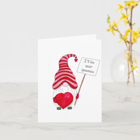 かわいい小人の恋のバレンタインカード カード (黄色い花)