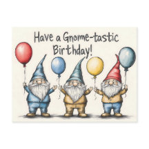 かわいい小人の誕生日イラスト風船付き