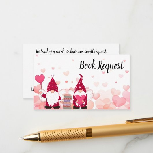 かわいい小人の赤ちゃんのブックシャワーのお願い エンクロージャーカード (正面/裏面インサイチュ)