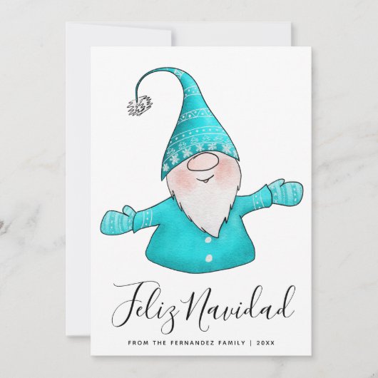 かわいい小人の青いフェリズナビダッド2026カレンダー シーズンカード (正面)