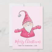 かわいい小人の2026カレンダー ピンク メリークリスマス シーズンカード (正面)