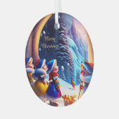 かわいい小人はクリスマスイブを期待する ガラスオーナメント (正面左)