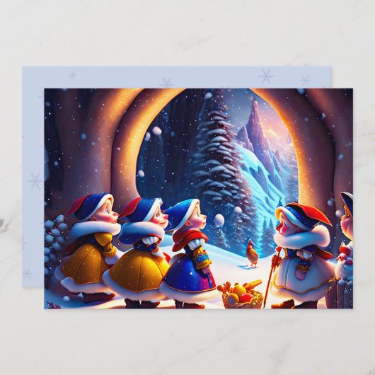 かわいい小人はクリスマスイブを期待する シーズンカード (正面/裏面)