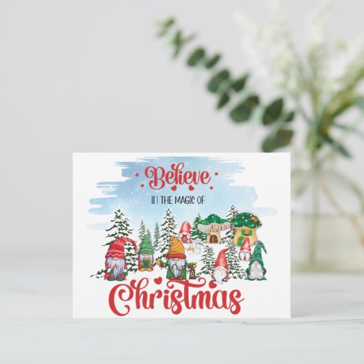 かわいい小人クリスマスをお祝いする シーズンポストカード (スタンド正面)
