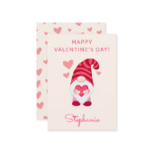 かわいい小人ハートを持って教室バレンタインデー ノートカード (正面/裏面インサイチュ)