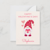 かわいい小人ハートを持って教室バレンタインデー ノートカード (正面)