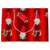 かわいい小人赤いクリスマス ラージペーパーバッグ (正面)