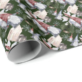 かわいい小人、家、クリスマスツリー、雪の結晶 ラッピングペーパー (ロールコーナー)