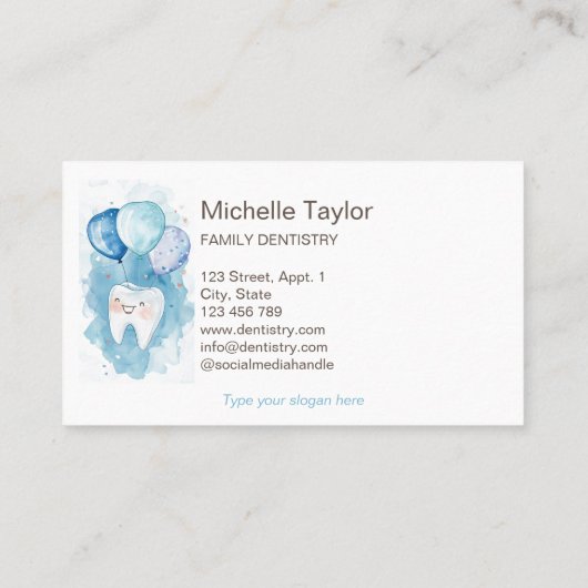 かわいい小児家庭歯科スマイル 名刺 (裏面)