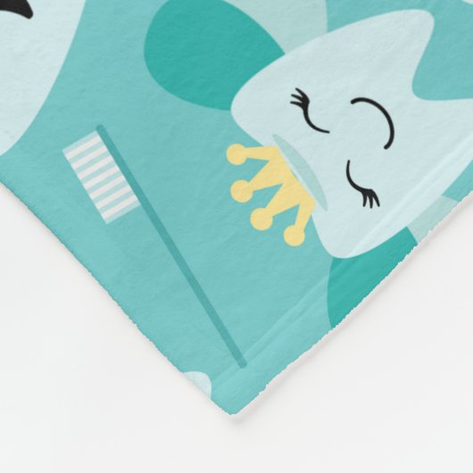 かわいい小児歯科歯の歯型 フリースブランケット (角)