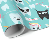 かわいい小児歯科歯の歯型 ラッピングペーパー (ロールコーナー)