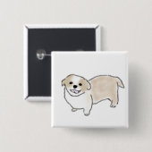 かわいい小型の薄茶色の子犬ギフト 缶バッジ (正面&裏面)